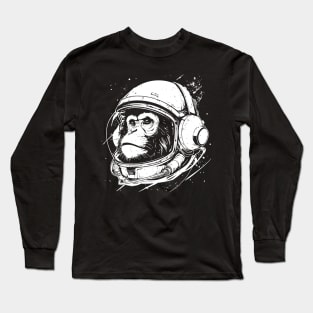 Chimpanzee Monkey Astronaut Space Vintage Long Sleeve T-Shirt